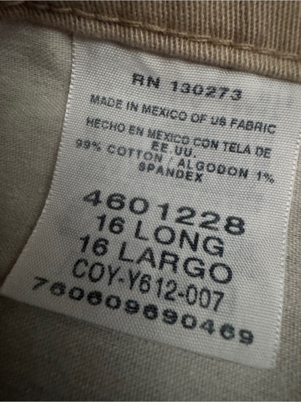 NWT Lee Relaxed Fit Plain Front Straight Leg Khaki Pants 16 Long - Picture 5 of 8